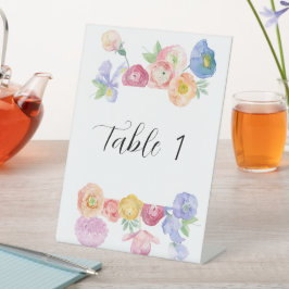 Frühlingsflorale Tischnummer Sockelschild