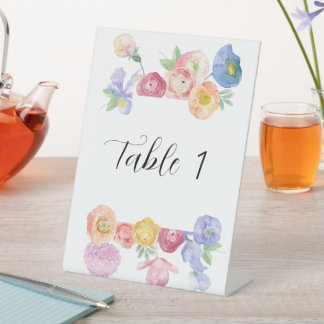 Frühlingsflorale Tischnummer Sockelschild