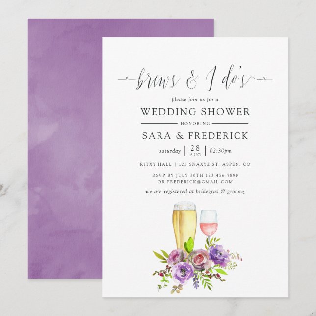 Frühlingsflorale Wasserfarbe bricht vor dem I's Einladung (Vorne/Hinten)