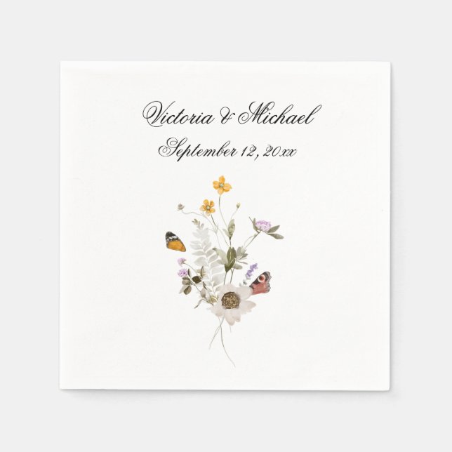 Frühlingsflorale Wasserfarbe Napkins Serviette (Vorderseite)