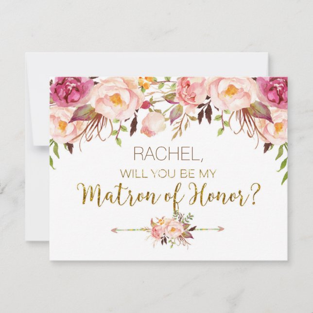 Frühlingsflorale wirst du Matron der Ehrenkarte se (Vorderseite)