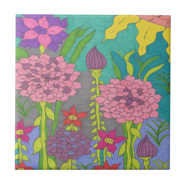 Frühlingsflorengarten Fliese (Vorderseite)