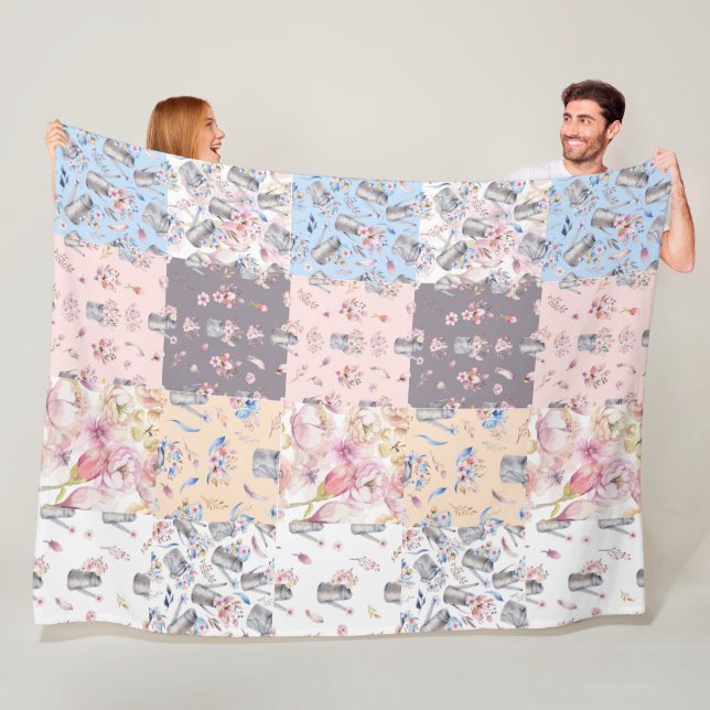 Frühlingsflorengarten Patchwork Fleece Blanket (Beispiel)