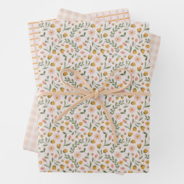 Frühlingsflöten und Streifen im Wasserfarbenfrohen Geschenkpapier Set