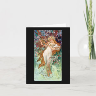 Frühlingsfrau personifiziert 1896 Alphonse Mucha S Karte