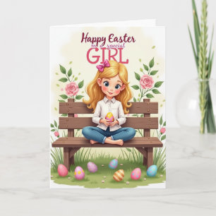 Frühlingsfreude Mädchen Osterei Karte
