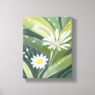 Frühlingsgänseblümchen   Aquarell Weiße Blüten Leinwanddruck