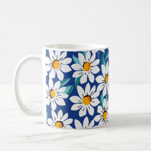 Frühlingsgänseblümchen: trendiges Blumenmuster. Kaffeetasse