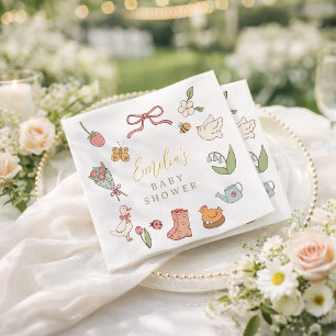 Frühlingsgarten-Baby-Shower-Tiere Papier Serviette