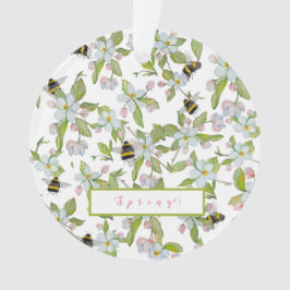 Frühlingsgarten blüht und Hummeln Ornament