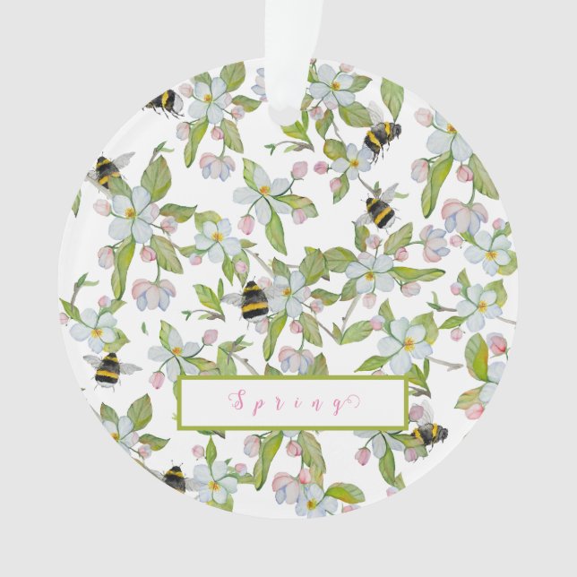 Frühlingsgarten blüht und Hummeln Ornament (Vorderseite)