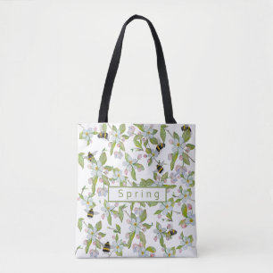 Frühlingsgarten blüht und Hummeln Tasche