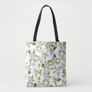 Frühlingsgarten blüht und Hummeln Tasche