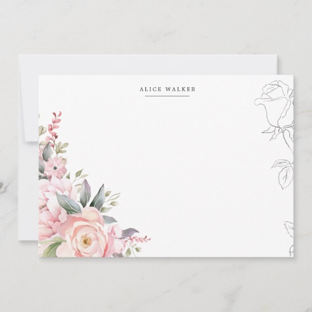 Frühlingsgarten Blush Blumenstationery Note Card Mitteilungskarte (Vorderseite)