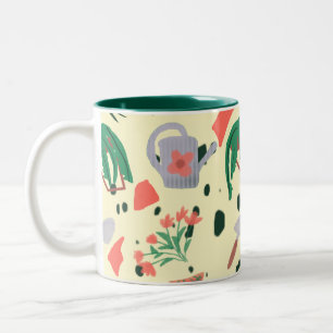 Frühlingsgarten Botanische Kritzeleien Illustratio Zweifarbige Tasse