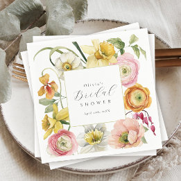 Frühlingsgarten Helle Blumige Hochzeitsdusche Serviette
