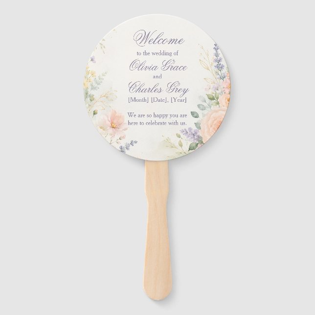 Frühlingsgarten-Hochzeitshandfächer Fächer (Vorderseite)
