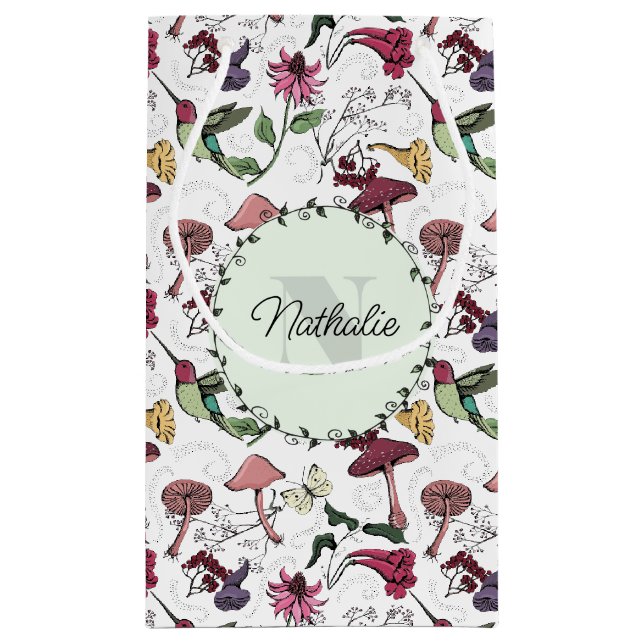 Frühlingsgarten Hummingbird Floral Kleine Geschenktüte (Rückseite)