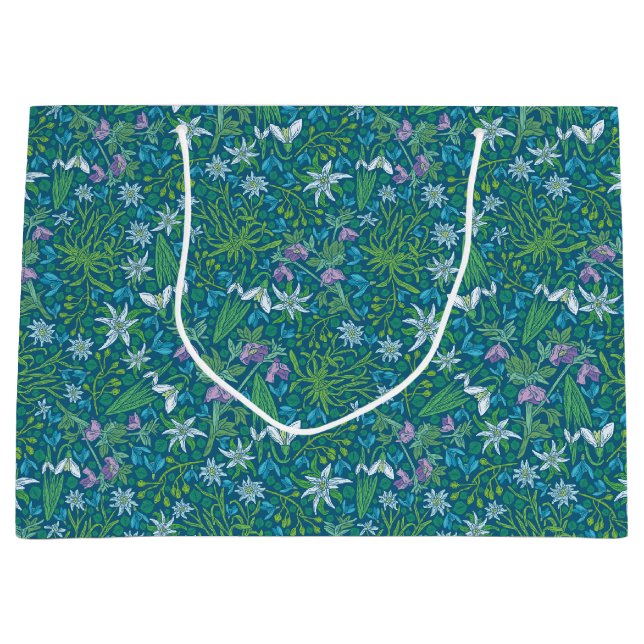 Frühlingsgarten Muttertag Blau Lila Weiß Große Geschenktüte (Vorderseite)