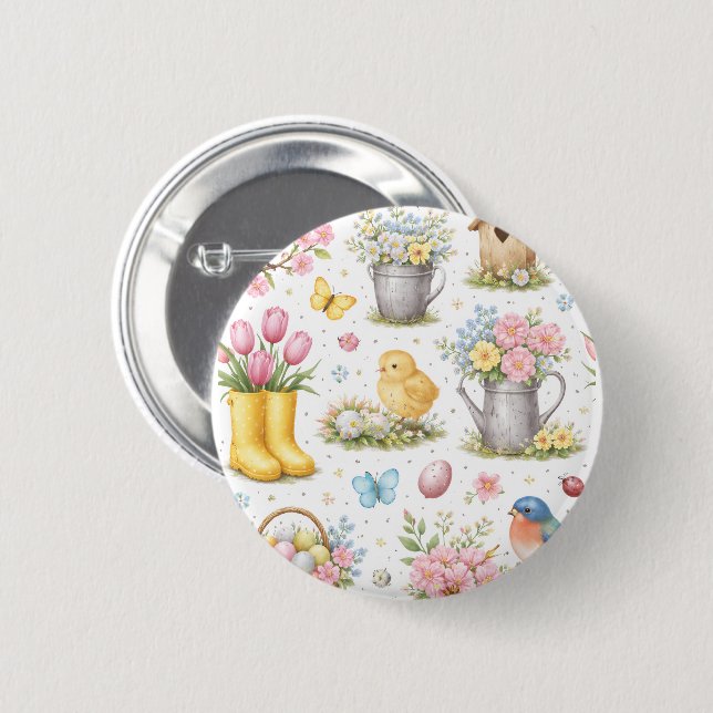 Frühlingsgarten-Ostern  Button (Vorne & Hinten)