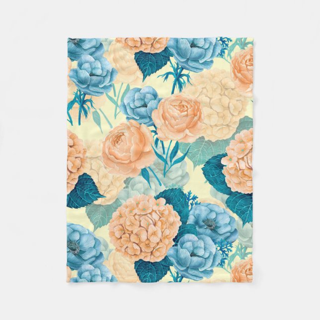 Frühlingsgarten Wasserfarbe Fleecedecke (Vorderseite)