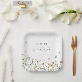 Frühlingsgarten Wildblume Blumengarten Minimalisti Pappteller