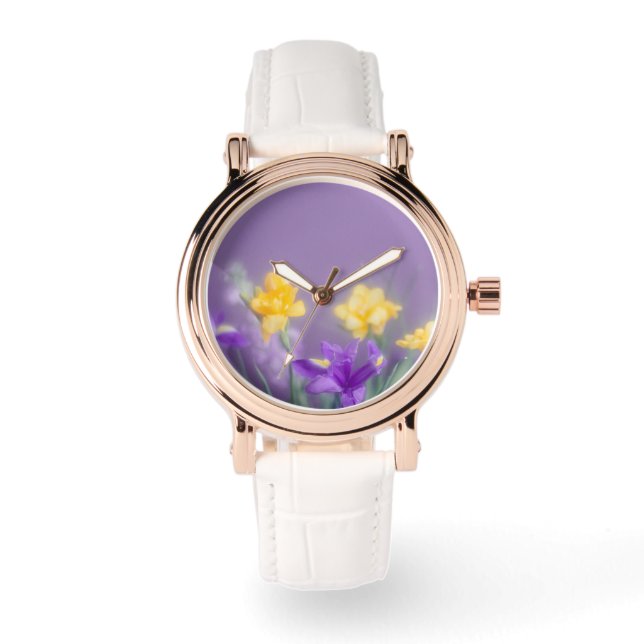 Frühlingsgarten Wispernde Blüten Armbanduhr (Vorderseite)