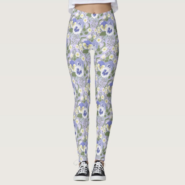 Frühlingsgartenblumen auf Lavendel Leggings (Vorderseite)