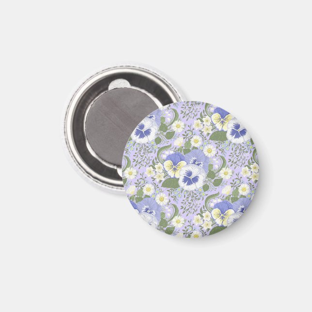 Frühlingsgartenblumen auf Lavendel Magnet (Vorderseite/Rückseite)