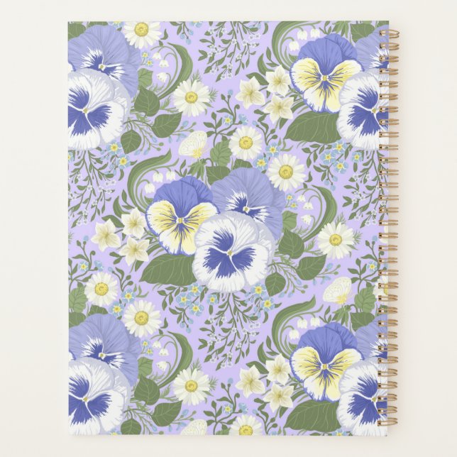 Frühlingsgartenblumen auf Lavendel Planer (Rückseite)