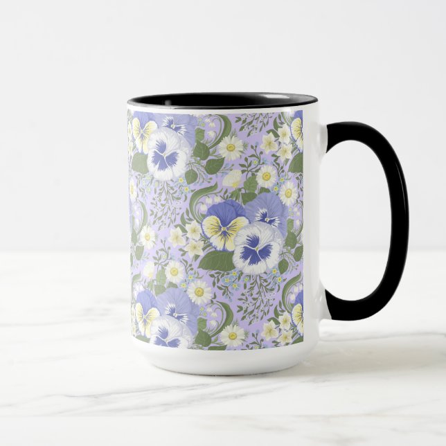 Frühlingsgartenblumen auf Lavendel Tasse (Rechts)