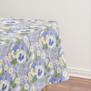 Frühlingsgartenblumen auf Lavendel Tischdecke