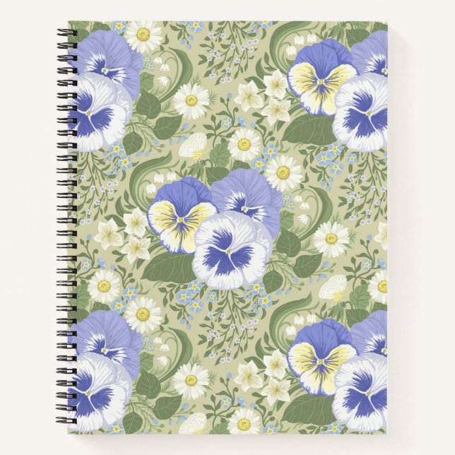 Frühlingsgartenblumen auf Salbei Notizbuch (Vorderseite)