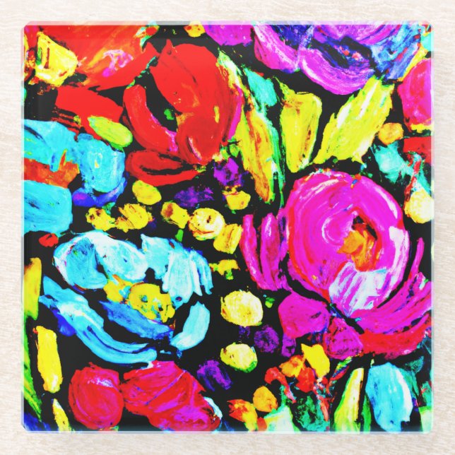"Frühlingsgeschichte" Niedliche Blume. Jetzt kaufe Glasuntersetzer (Vorderseite)