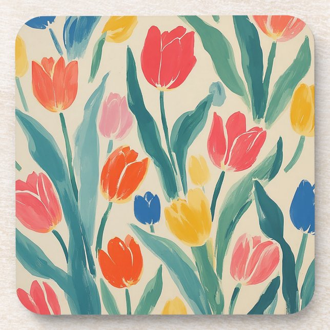 Frühlingsglanz der Tulpen Getränkeuntersetzer (Vorderseite)