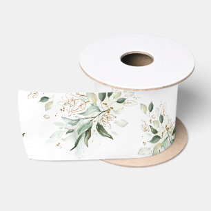 Frühlingsgold Grünzeug Blätter Elegant Weiß Satinband