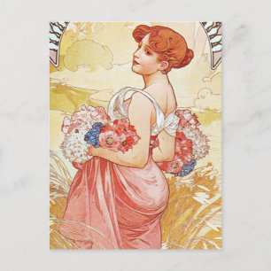 Frühlingsgöttin mit Blumen Postkarte