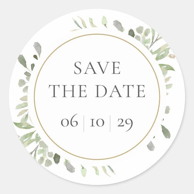 Frühlingsgrün - Blätter Save the Date Runder Aufkleber (Vorderseite)