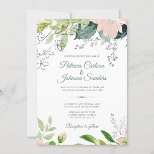 Frühlingsgrün florale Aquarell rustikale Hochzeit Einladung