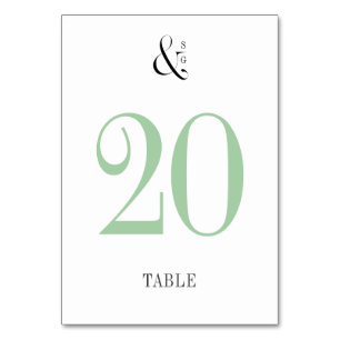 Frühlingsgrün, moderne Typografie Hochzeitstisch Tischnummer