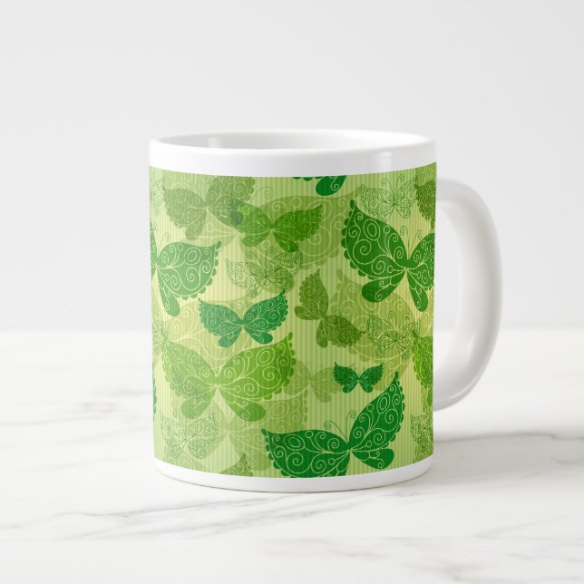 Frühlingsgrünes Muster Jumbo-Tasse (Vorderseite Rechts)