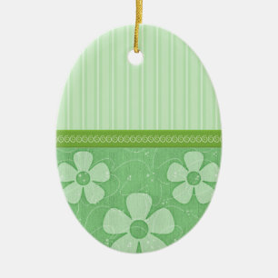 FrühlingsGrüntöne Streifen und Keramik Eier aus Fl Keramikornament