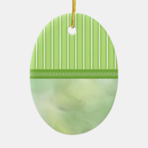 FrühlingsGrüntöne Streifen und Wirbel Eier Keramik Ornament