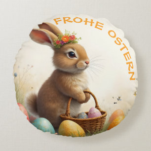 Frühlingsgrüß vom Osterhasen Rundes Kissen