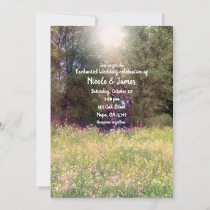 Frühlingshafte Blumenzauberwald Bäume Hochzeitswal Einladung