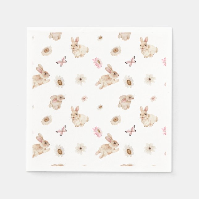 Frühlingshafte Osterhase Baby Shower Serviette (Vorderseite)