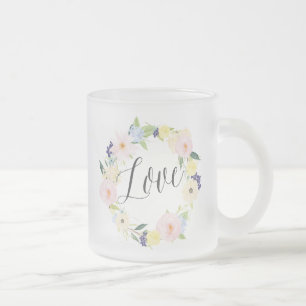 Frühlingshafter Pastell-Blumenkranz   Love-Tasse Mattglastasse