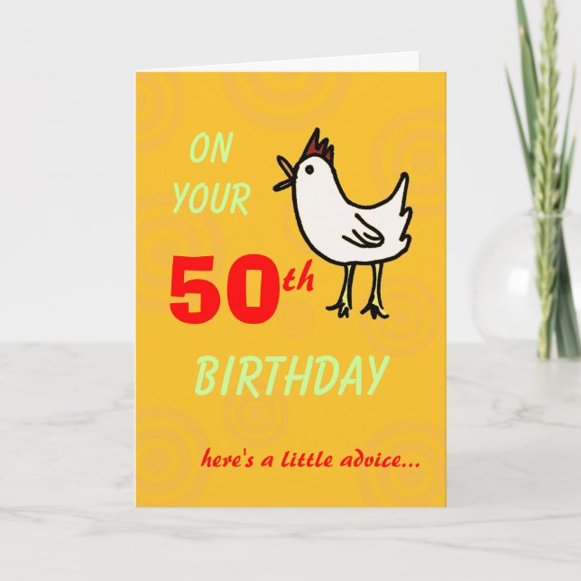 Frühlingshähnchen 50. Geburtstagskarte Karte (Vorderseite)