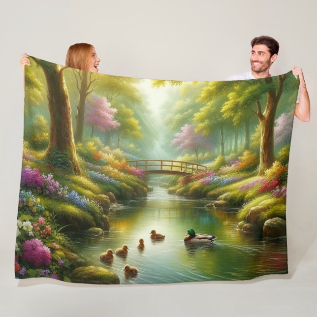 Frühlingshai mit Enten/Blume Fleecedecke (Beispiel)