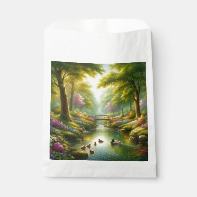 Frühlingshai mit Enten/Blume Geschenktütchen (Vorderseite)